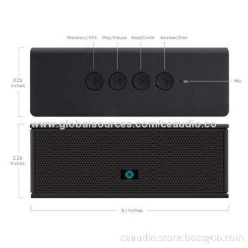 NFC Bluetooth Speaker with 2 Drivers and Radiator, Microphone, Aux-in Jack, Rubber Finished